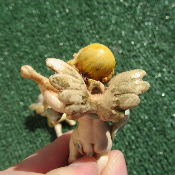 4 Vintage Fontanini Musical Instrument Mini Cherub Angels 1 1/2" Ornaments - Picture 7 of 7